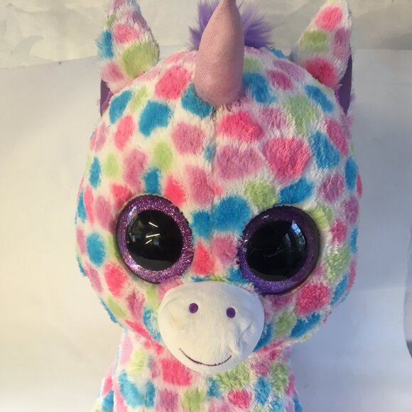 TY Beanie Boos WISHFUL the Unicorn Glitter Eyes LARGE 17" Confetti Exclusive - Picture 3 of 14